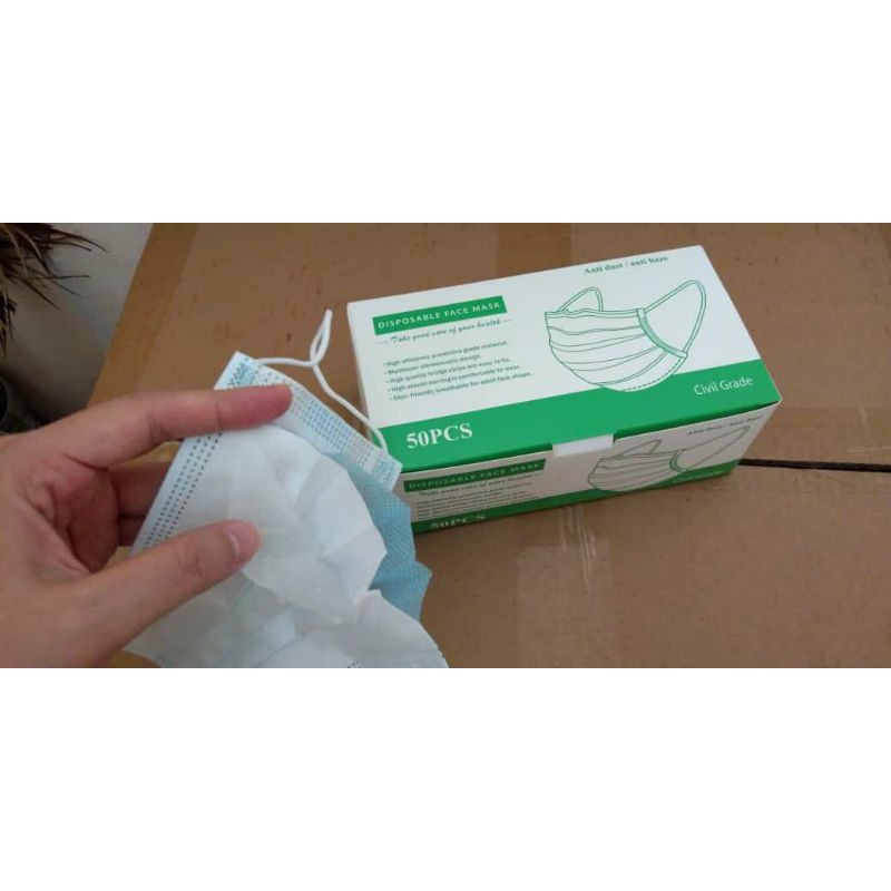 Masker Disposable 3 ply ecer atau dus anti dust anti haze murah earloop antivirus antibakteri