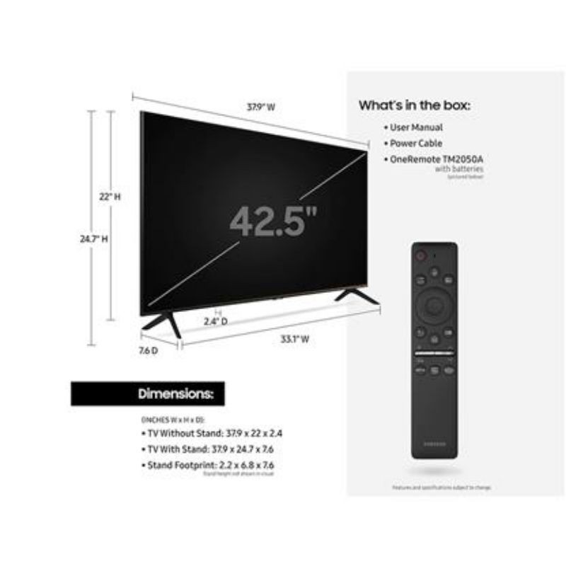 Samsung Smart TV UHD 4K  43 INCH UA43BU8000  - UA43BU8000KXXD NEW 2022-1