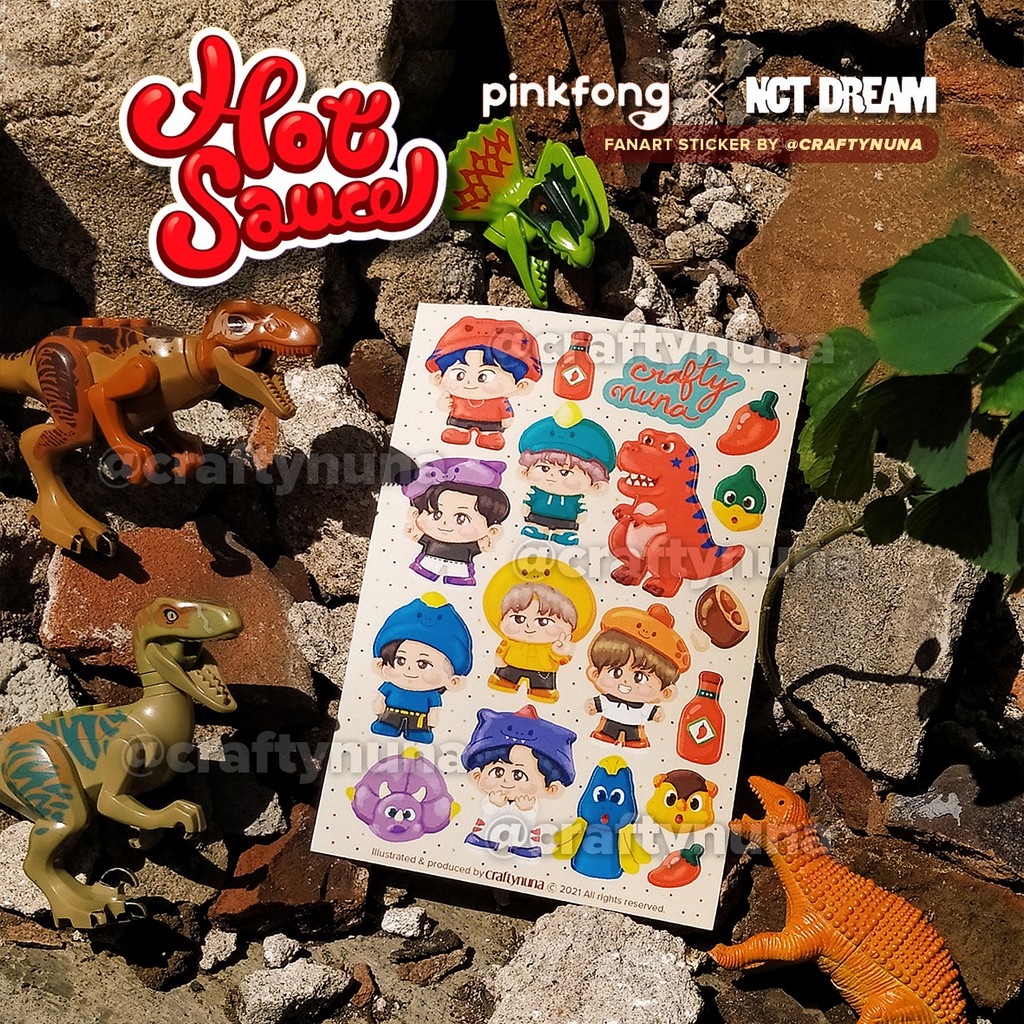 

(NC-018) NCT Dream x Pinkfong Hot Sauce Fanart Sticker set by Crafty Nuna stiker fan art jaemin mark jeno