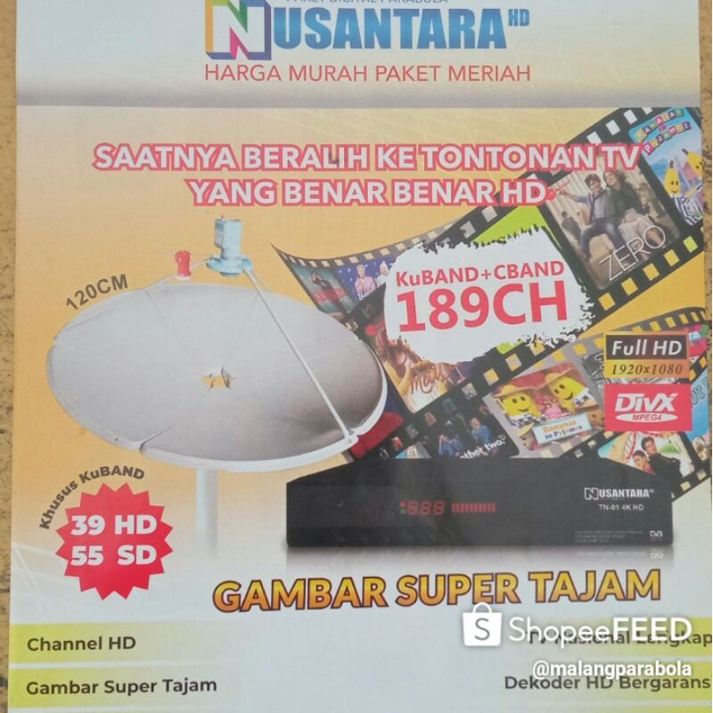 parabola nusantara hd c band lengkap pasang