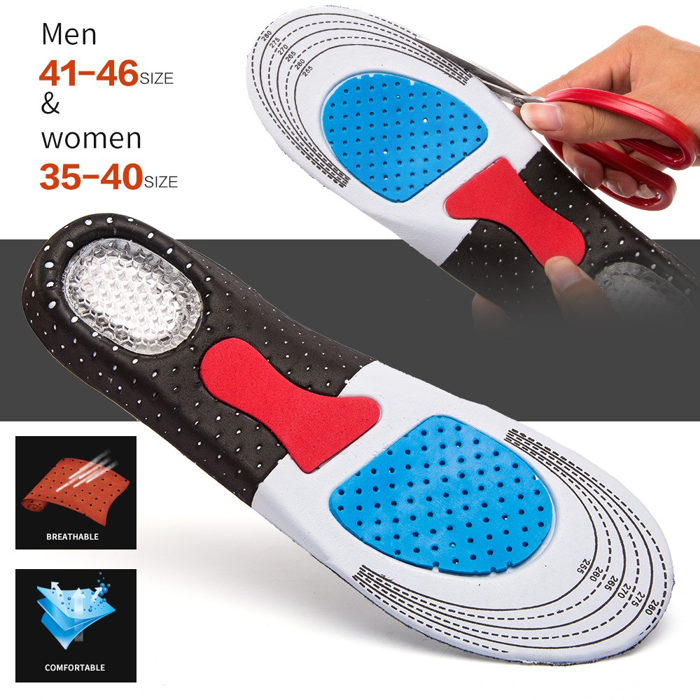 Insole Pad Sisipan Sepatu Pria dan Wanita Bahan Silicone Gel Untuk Sepatu Olahraga dan Lainnya Size 35-46