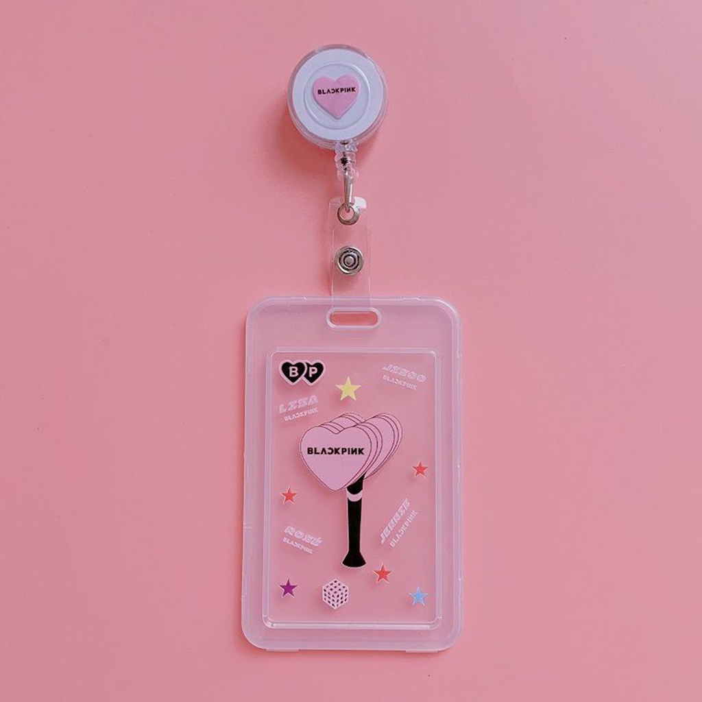 SUYOU Women Men Retractable Card Holder Multifunctional Name Badge Holder ID Business Case Fashion Office School Luggage Tag Cover Lovely BTS BLACKPINK TWICE  EXO GOT7