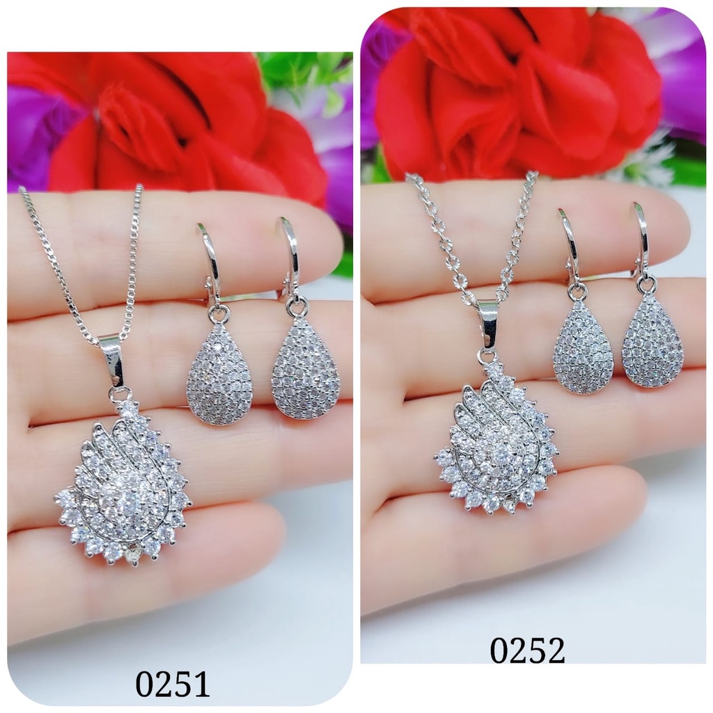 Set Kalung dan Anting xuping permata lapis emas 0251,0252