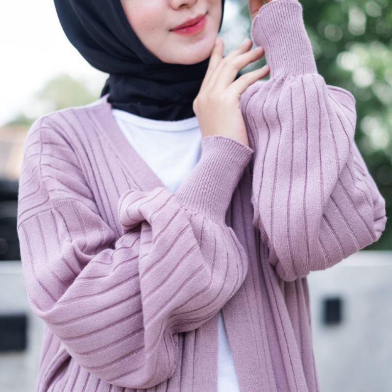 LONG CARDI RAJUT REVITA BALOON PREMIUM / BAJU ATASAN-LUARAN WANITA LENGAN PANJANG MOTIP BALON