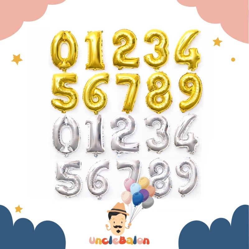 Balon Angka 0-9 Ukuran 80cm / Balon Angka Jumbo / Balon Foil Angka / Balon Angka / Balon Angka Besar