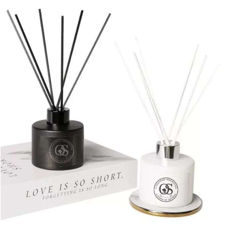 Stik Fiber Reed Diffuser Black Warna Hitam dan Putih Tipe Lurus Bukan Rotan Stick