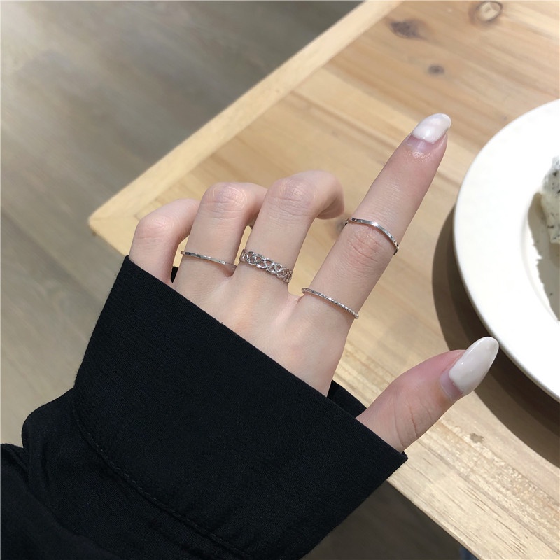 4pcs/Set Korean Simple Ins Twist Wave Ring for Women Rings