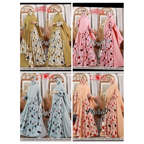 dress plisket syari khimar 2layer