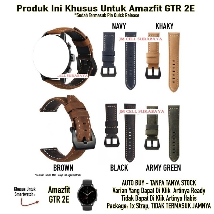 Tali Jam 22mm Leather Strap Amazfit GTR 2E - Crazy Horse Quick Release