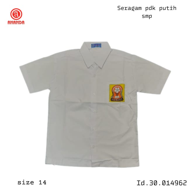 

hem pendek seragam putih SMP bet 14-15.5