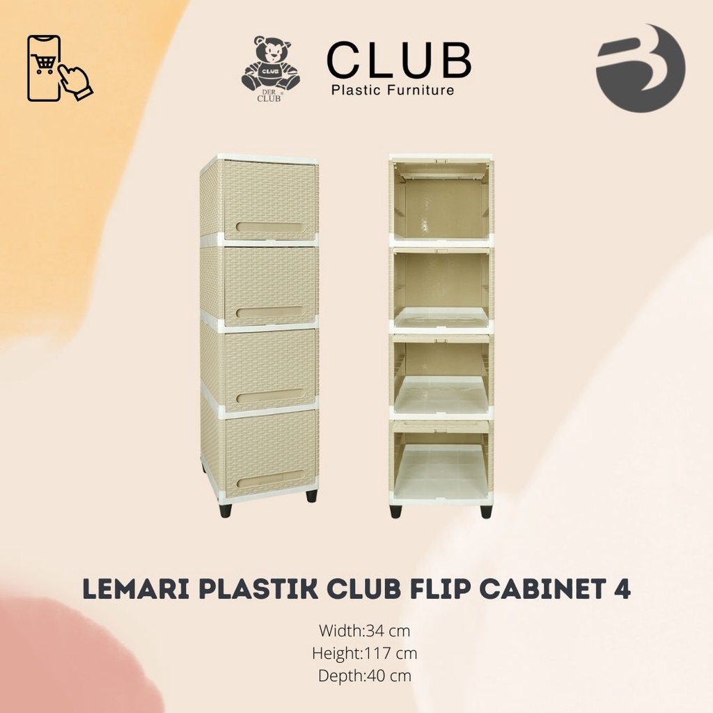 Lemari Plastik Club Flip Cabinet 4 susun