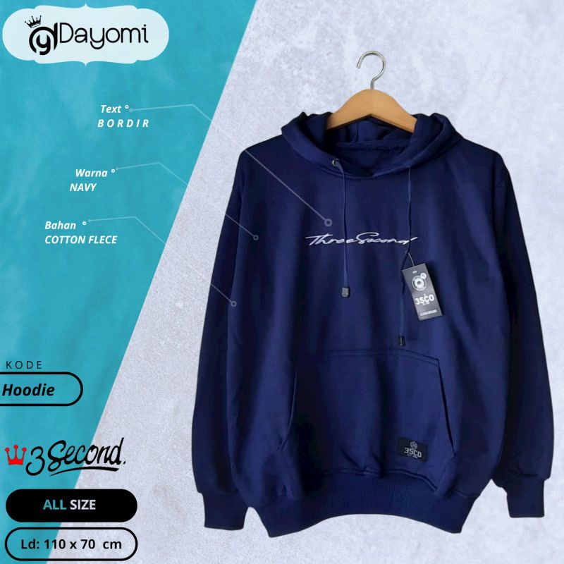hoodie pria threesecond bordir / jamper cowok distro / hoodie distro