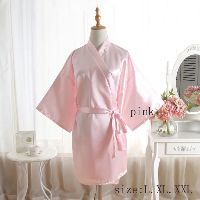 kimono baju tidur wanita lingerie piyama sexy ukuran besar A308 - Putih