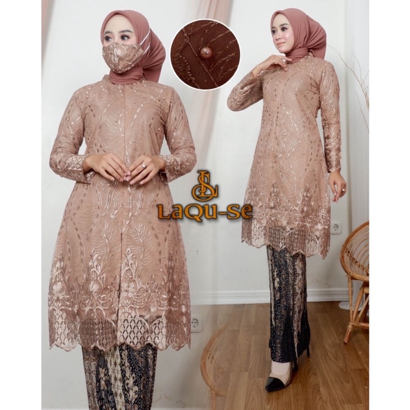 Setelan Kebaya Tunik Brukat Rok Batik Instant Modern Gaun Kondangan Wanita Terbaru By Laquse_kebaya2