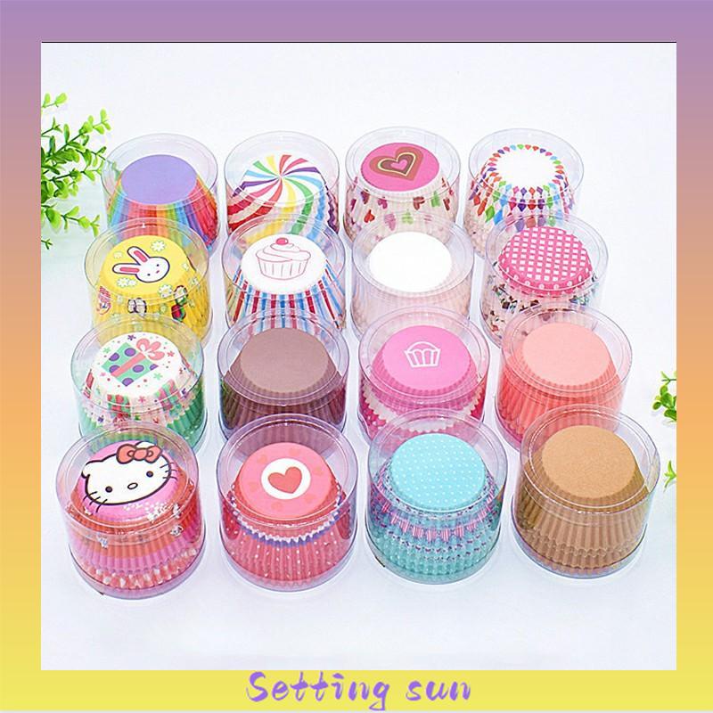 100 Buah/Bungkus Kue Muffin Cupcake Kertas Cangkir Kue Kotak Cupcake Liner Dapur Baking Aksesoris Kue Mo TN