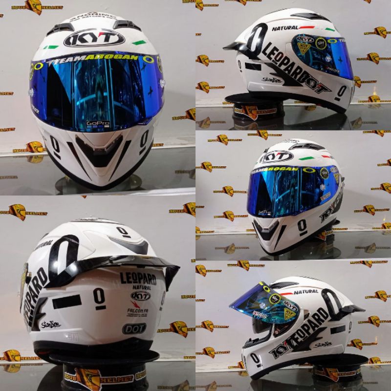 Helm kyt falcon black doff paket ganteng costum Red BuLL-WHITE/ Leopard/BLUE