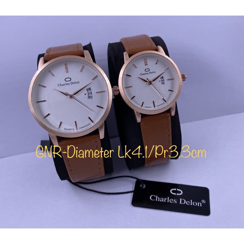 NEW,,,JAM TANGAN COUPLE KULIT TANGGAL CHARLES DELON ORIGINAL