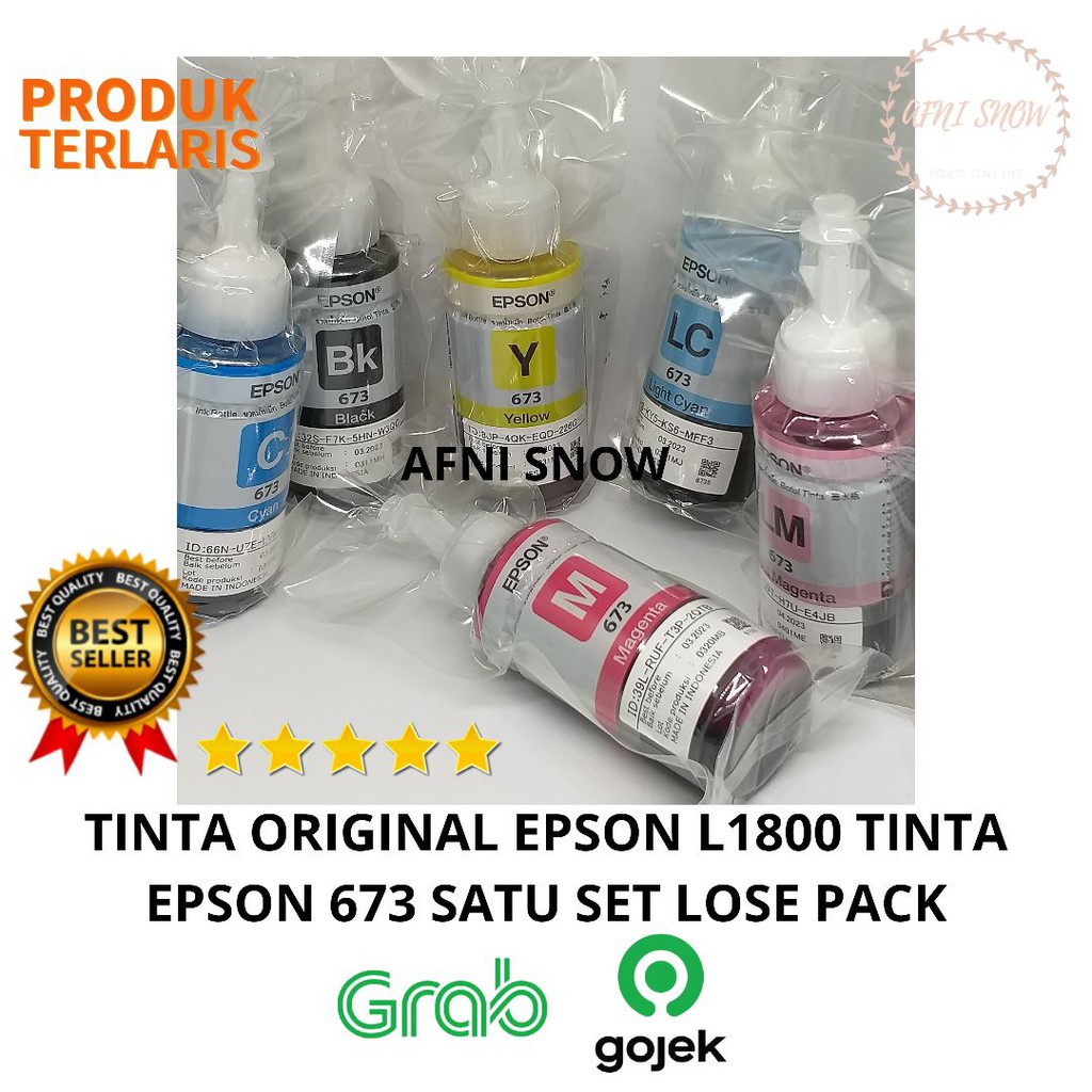 Tinta Epson Reffil printer L800 L805 L1800 Original 1 set tinta 673