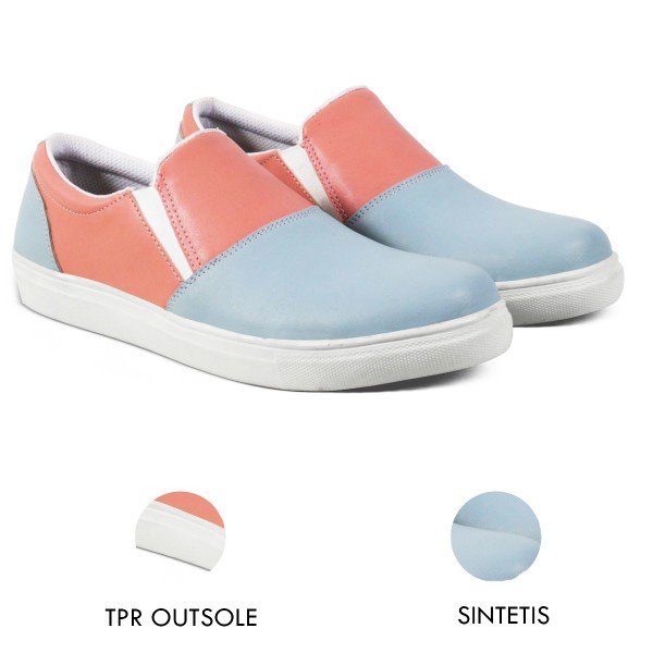 Sepatu Slip On Wanita V 7711  Brand Varka Sepatu Kets Wanita Kuliah Kerja Hangout Trendi Berkualitas - Biru Pink