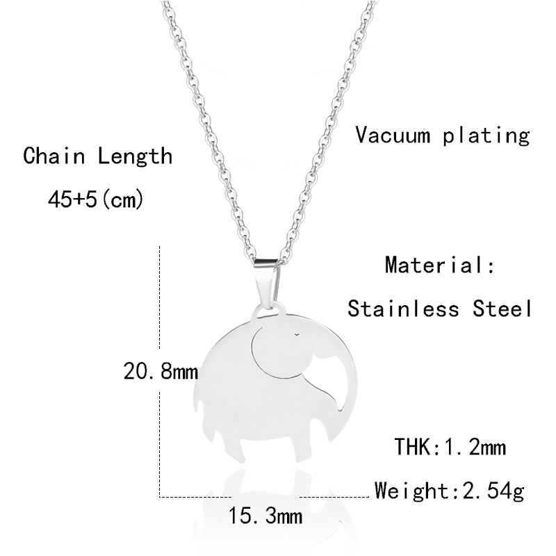 Gaya Korea 304 stainless steel desain sederhana gajah mini kalung wanita fashion in hip hop kartun g