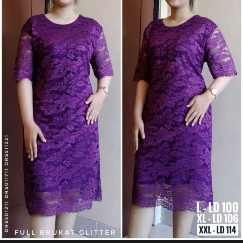 dress brokat gliter khusus warna ungu,lilac