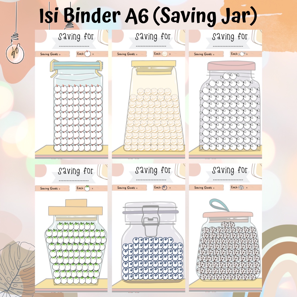 

Isi Binder A6 Saving Challenge / Tantangan Menabung ( Saving Jar )