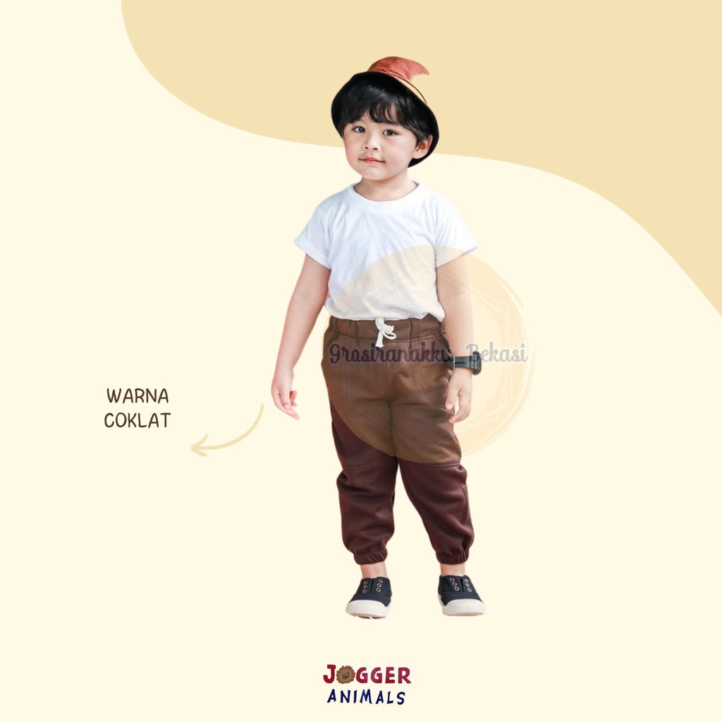 Celana Jogger Anak Polos Warna Coklat Size 2-5tahun