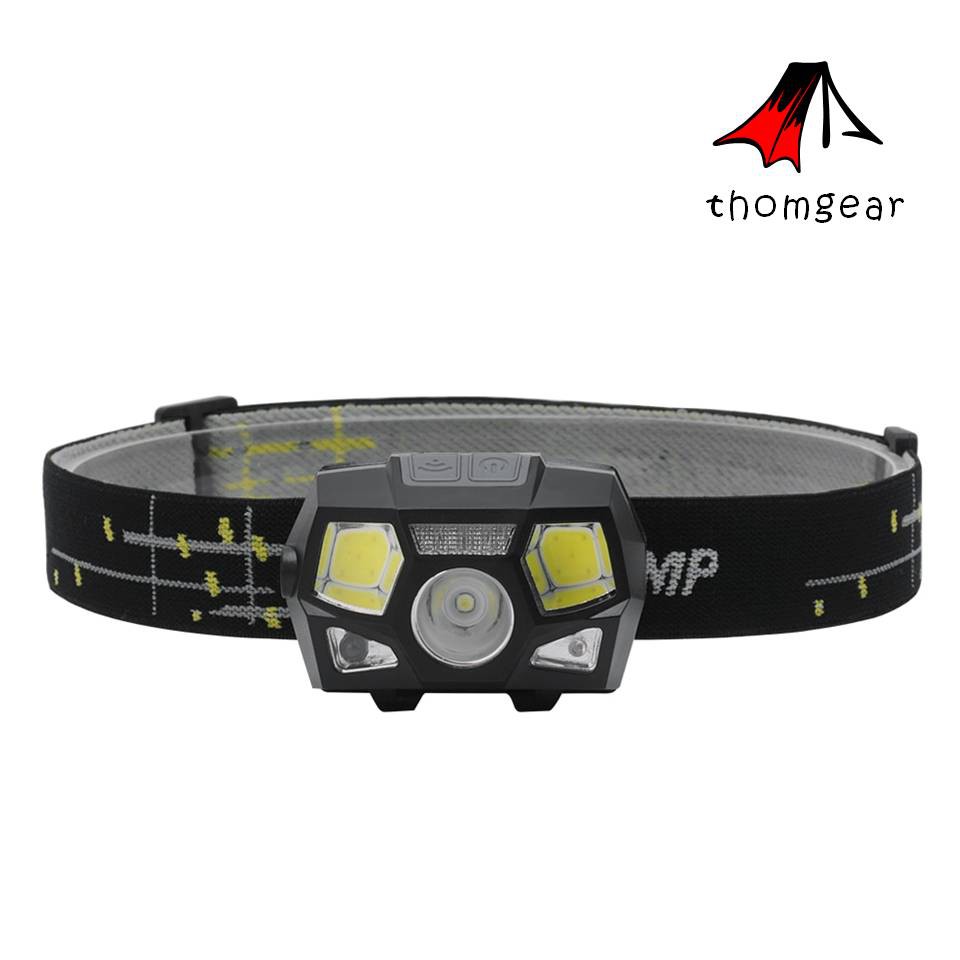 Thomgear Taffled Senter Kepala Led Rechargeable Headlamp 3 Mode Terang Cod Emergency Sensor Gerak Jm