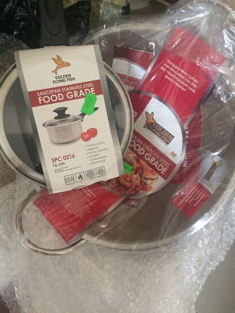 Panci Saucepan 16cm Stainless Steel Plus Tutup - Golden Flying Fish Spc0316p