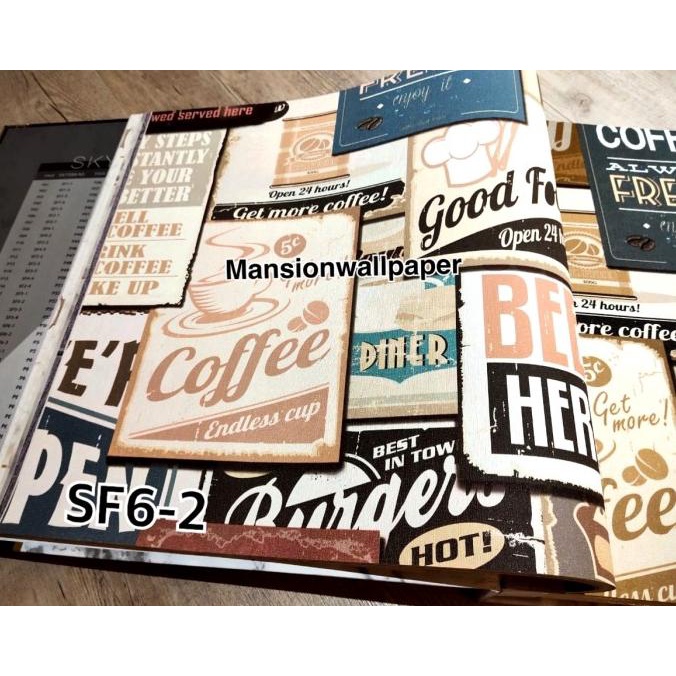 Wallpaper Dinding Murah Cafe Coffee Koran Grafiti Warna Vintage Retro