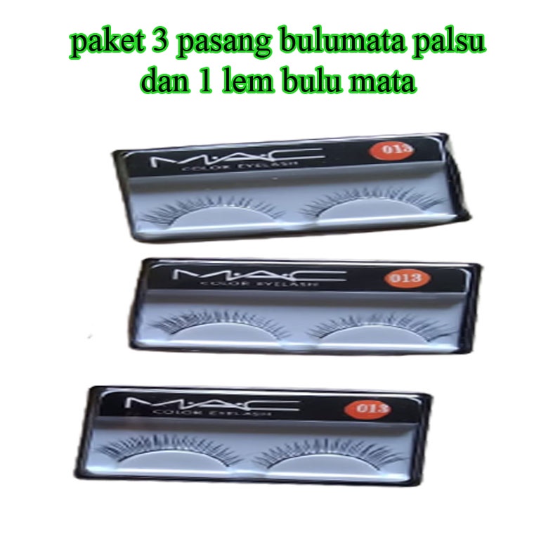 Paket Lengkap Bulumata Palsu 3 pasang &amp; lem Bulu mata 1 pcs