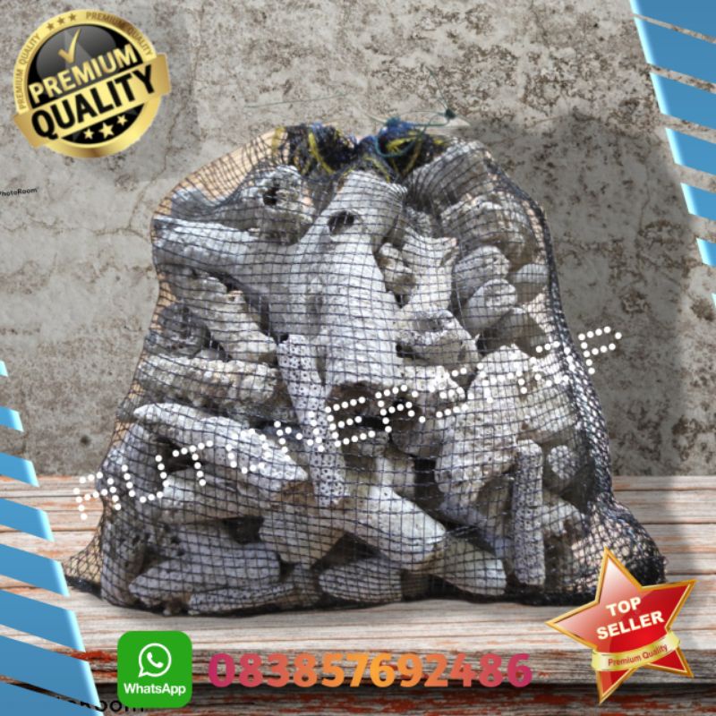 Batu karang jahe plus waring 25cmX25cm media filter kolam aquarium berat 2kg