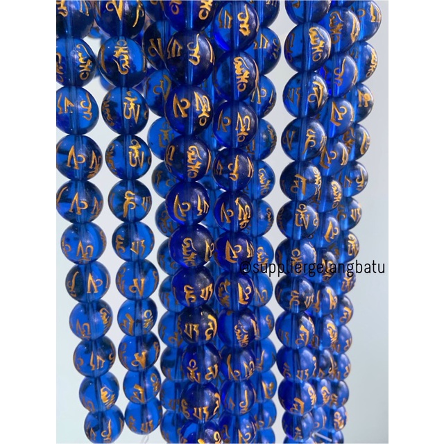 bongkah tibet hoki BIRU clear blue quartz 14mm ronce bahan serat emas