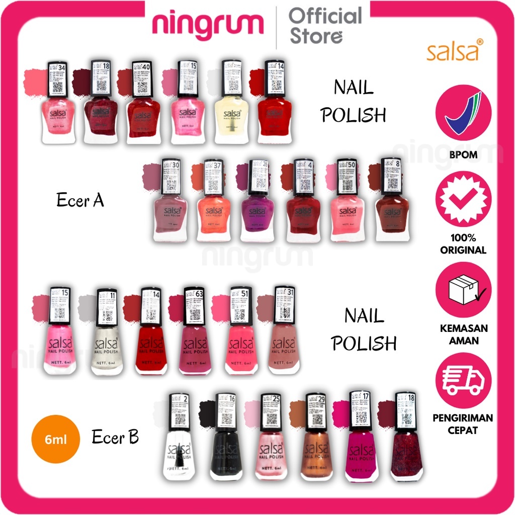 Ningrum - SALSA Nail Polish Ecer A Ecer B - Kutek Tahan Lama Cat Kuku Ecer - 5420