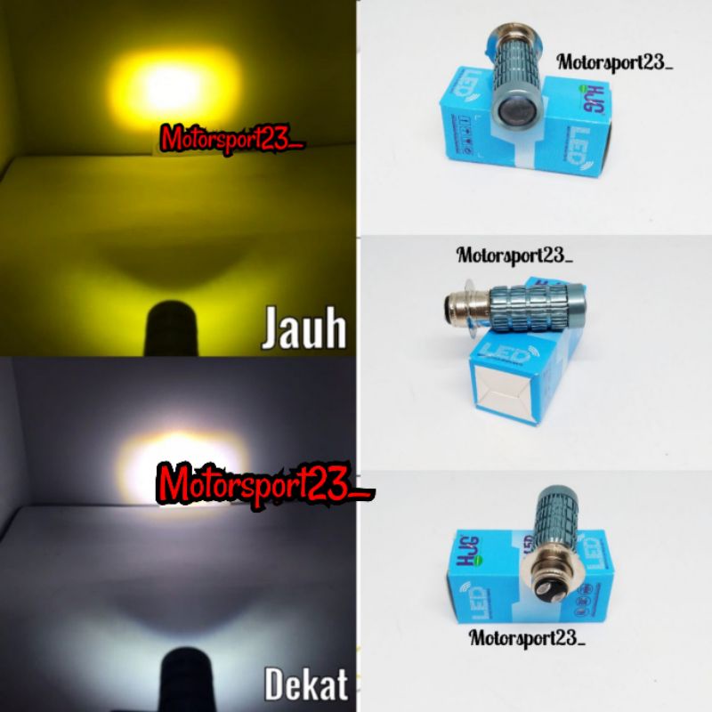 Lampu Utama LED H6 LASER Hi Loo Dual Colour H6 Supersonic HJG - 2 Warna untuk Motor Matic dan Bebek 