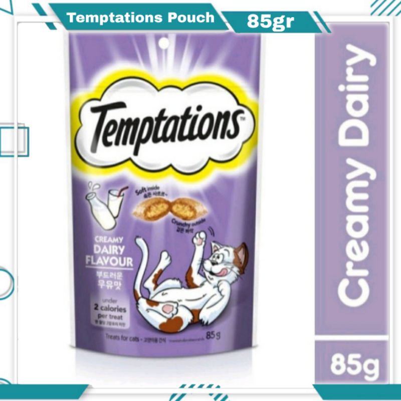 Makanan Kucing Temptations Pouch Creamy Dairy 85gr Snack Cemilan 85gram