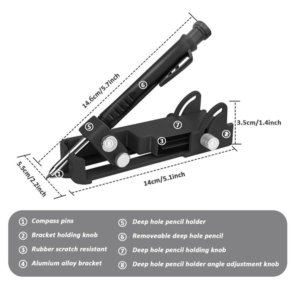 Solighter Multifungsi Scribing Tool DIY Alat Ukur Dengan Lubang Dalam Pensil Garis Besar Lingkaran Woodworking Scribe Gauge Profil Scribing Ruler