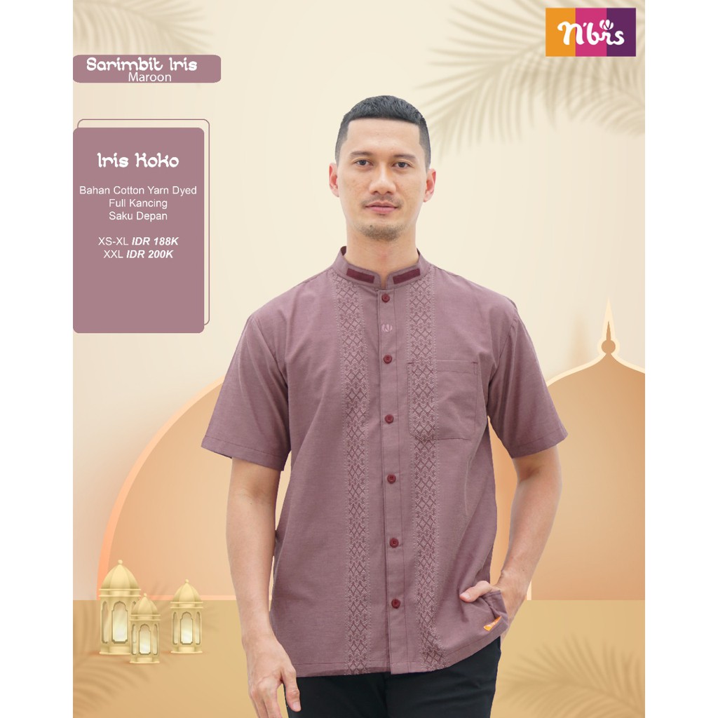 Nibras Iris Marun Bahan Cotton Baju Seragam Keluarga Sarimbit Keluarga Kompak Outfit Lebaran