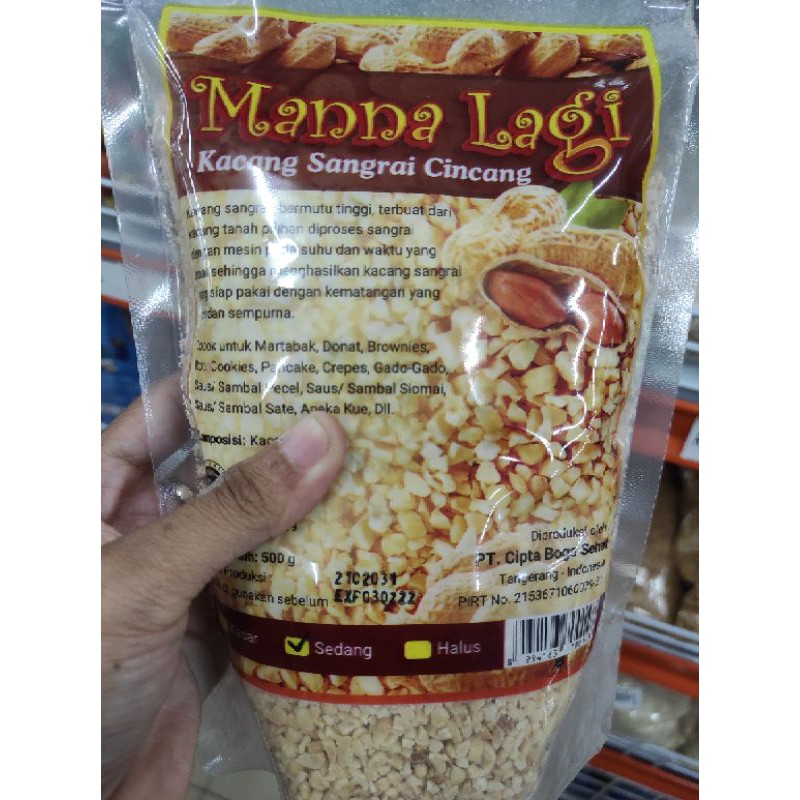 

Kacang Tanah Sangrai / Cincang Sedang MANALAGI hancur topping 500gr