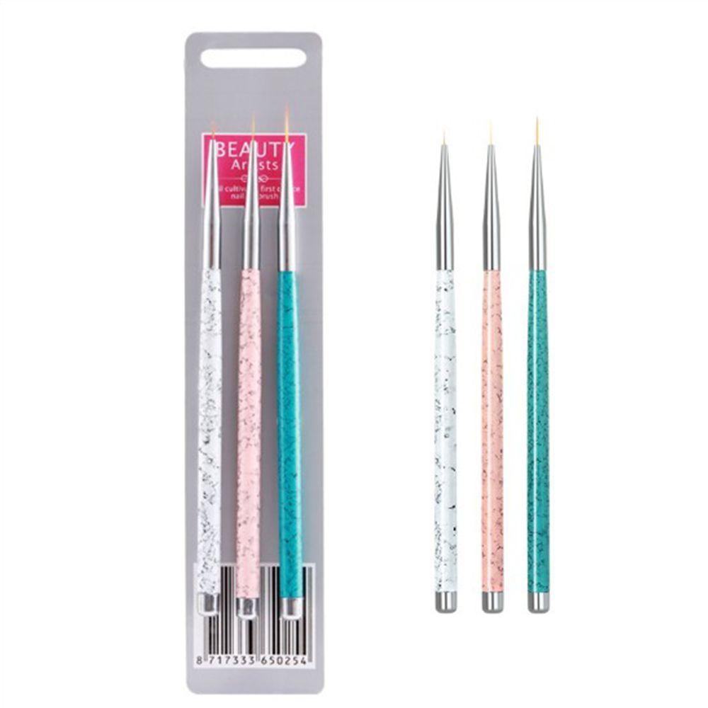 AUGUSTINA Kuas Agustina Gambar Gel Ultra-Tipis Isi 3pcs/Set Tips Lukis Liner