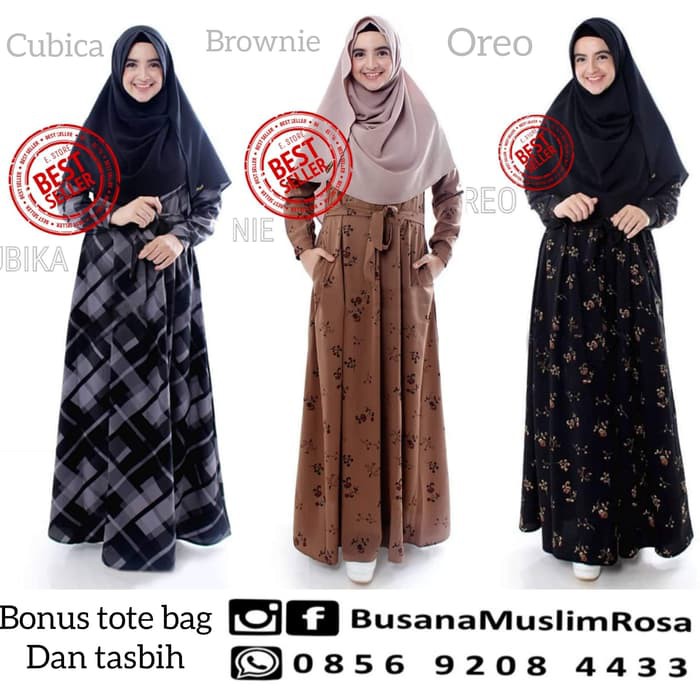 Gamis Syar'I Nagita Slavina Modern Gamis Warna Biru Tua Cant MP790  Wolfis Wolfish Monalisa Original