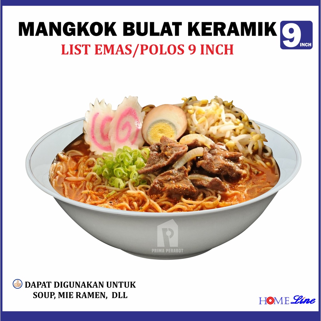 2 Pcs Mangkok JUMBO Mangkok Keramik Putih Polos UK 9 inch