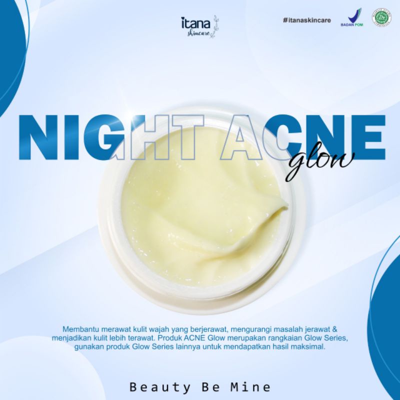 Acne Glow Cream Itana || Krim Malam untuk Wajah Berjerawat