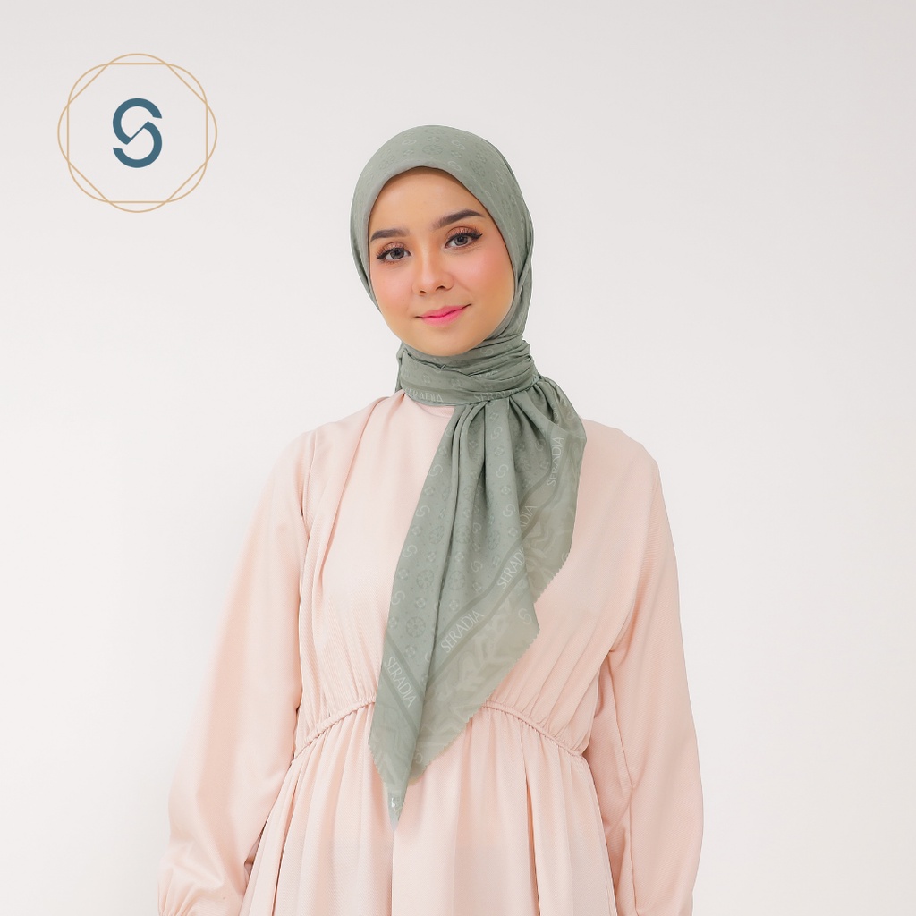 Seradia Hijab Segi Empat Monogram 2.0-Orient Green