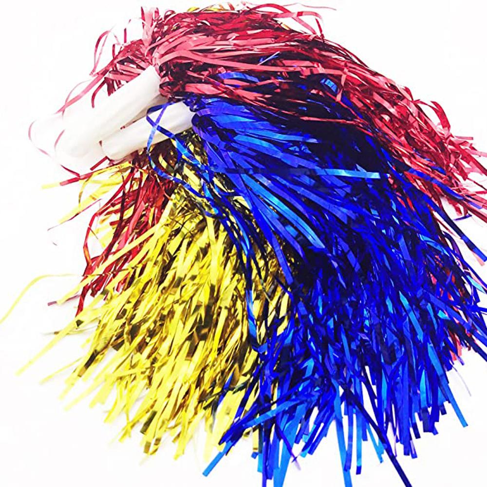 Lanfy Cheerleading Pom Pom Pesta Kostum Team Olahraga Gagang Plastik Metalik Streamer Anak Dewasa Pompom Cheer