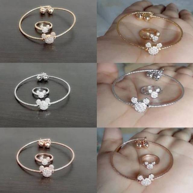GELANG TANGAN DAN CINCIN MICKEY MOUSE SET ANAK TITANIUM