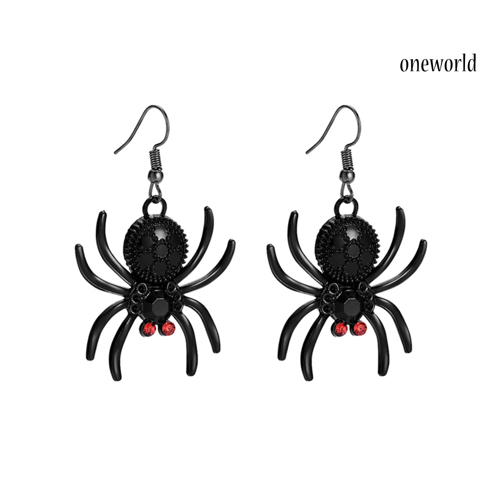 OW# 2Pair Gothic Style Spider Shape Eardrop Hook Earrings Women Jewelry Accessories