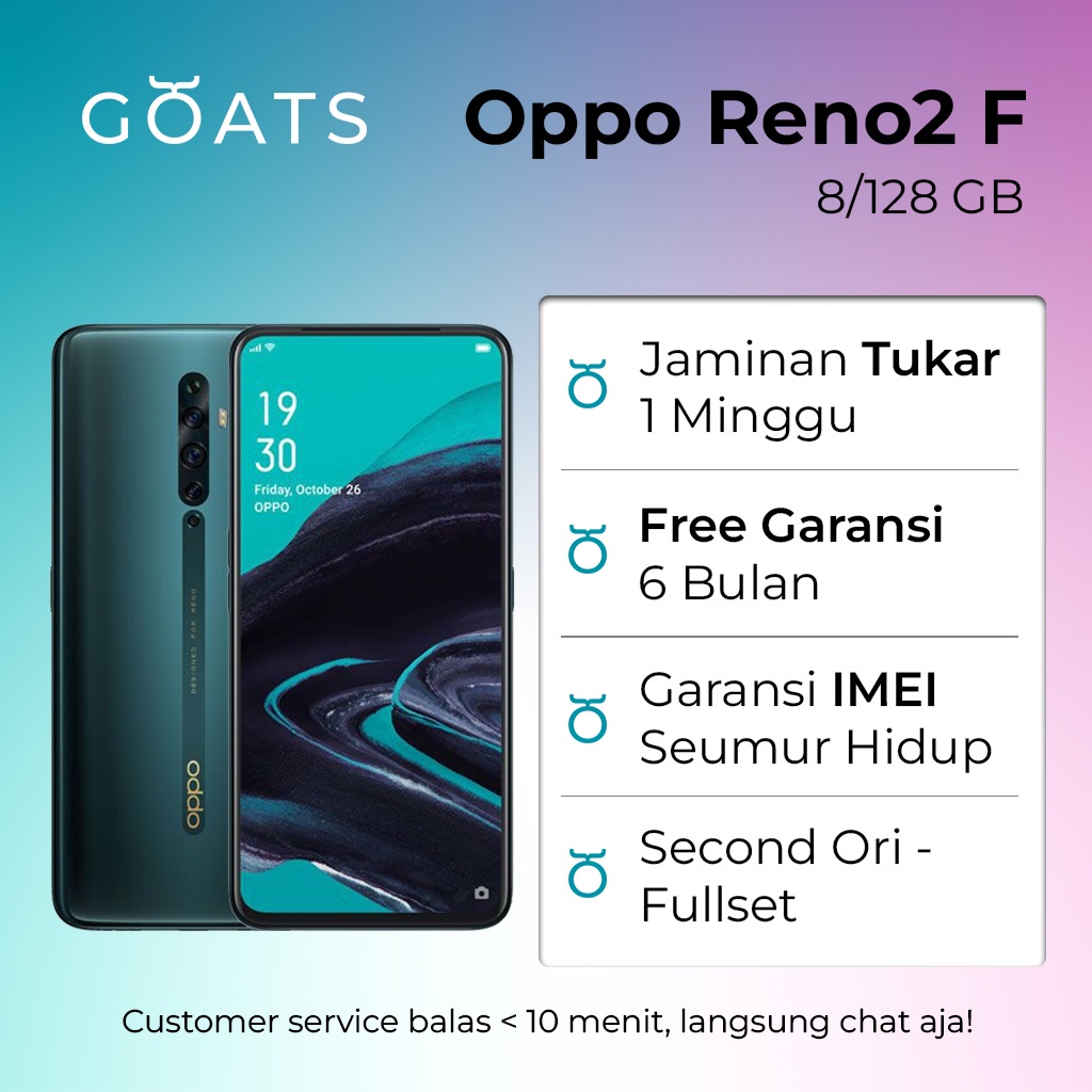 Oppo Reno2 F Second Seken Bekas Garansi 6 Bulan - Fullset 100% Original Ori Asli Mulus Like New