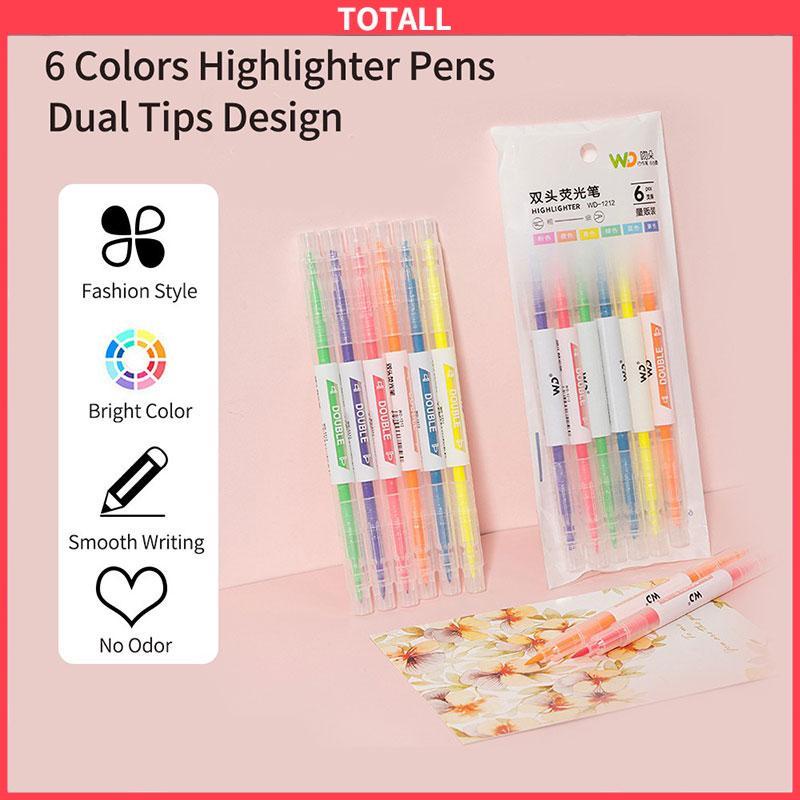 

COD Warna berkepala dua stabilo 6-warna penanda garis kunci spidol grafiti miring kepala pena cat air-Totall