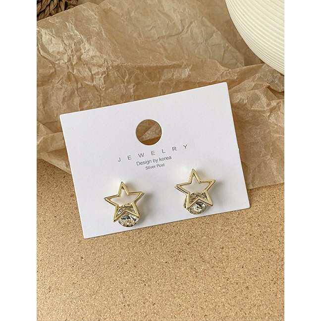 LRC Anting Tusuk Fashion Gold 925 Silver Needle Hollow Solid Geometric Earrings D89982